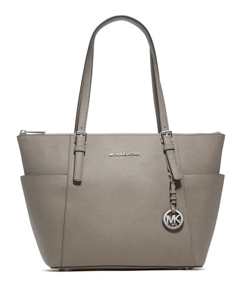 michael kors jet set pearl grey saffiano leather medium tote|jet set saffiano tote bag.